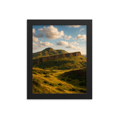 Arthur's Seat and Salisbury Crags Scotland framed print on a plain backdrop in size 8"x10".