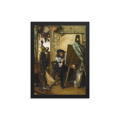 Artist in His Studio by Eduard Charlemont, 1890 framed print on a plain backdrop in size 12"x16".