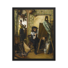 Artist in His Studio by Eduard Charlemont, 1890 framed print on a plain backdrop in size 16"x20".