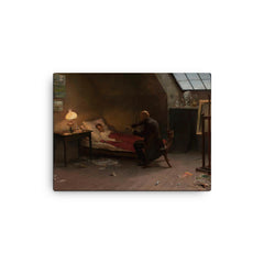 Artist's Death: The Last Friend by Zygmunt Andrychewicz, 1901 canvas print on a plain backdrop in size 12"x16".