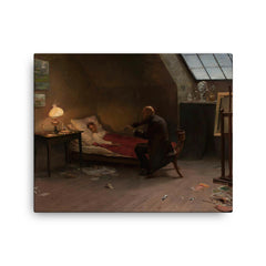 Artist's Death: The Last Friend by Zygmunt Andrychewicz, 1901 canvas print on a plain backdrop in size 16"x20".