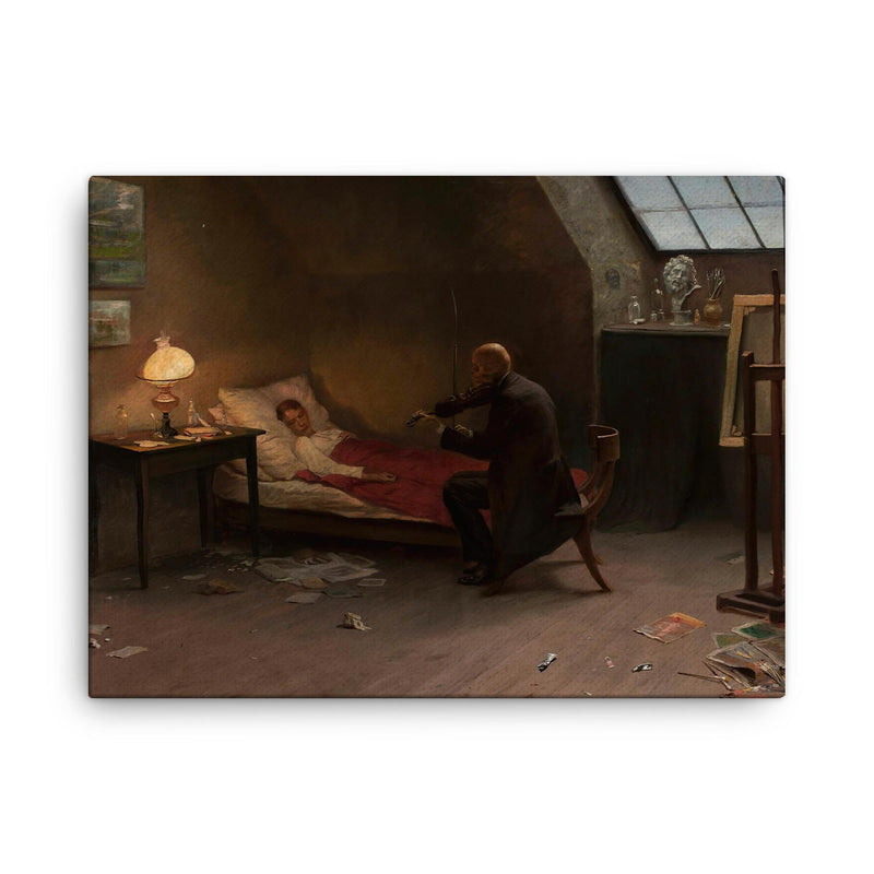 Artist's Death: The Last Friend by Zygmunt Andrychewicz, 1901 canvas print on a plain backdrop in size 18