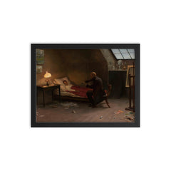 Artist's Death: The Last Friend by Zygmunt Andrychewicz, 1901 framed print on a plain backdrop in size 12"x16".