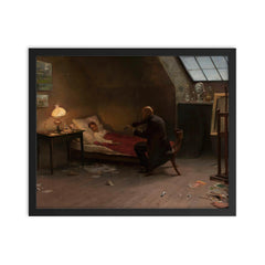 Artist's Death: The Last Friend by Zygmunt Andrychewicz, 1901 framed print on a plain backdrop in size 16"x20".