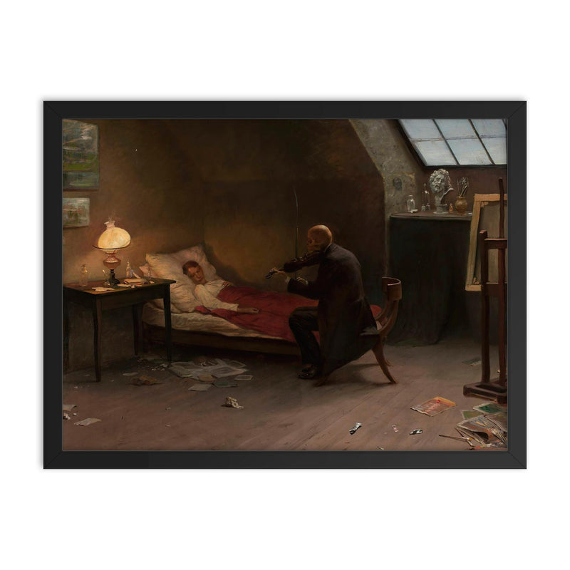 Artist's Death: The Last Friend by Zygmunt Andrychewicz, 1901 framed print on a plain backdrop in size 18