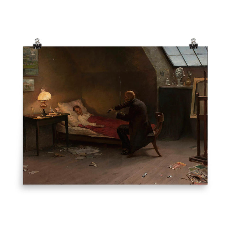 Artist's Death: The Last Friend by Zygmunt Andrychewicz, 1901 poster on a plain backdrop in size 8