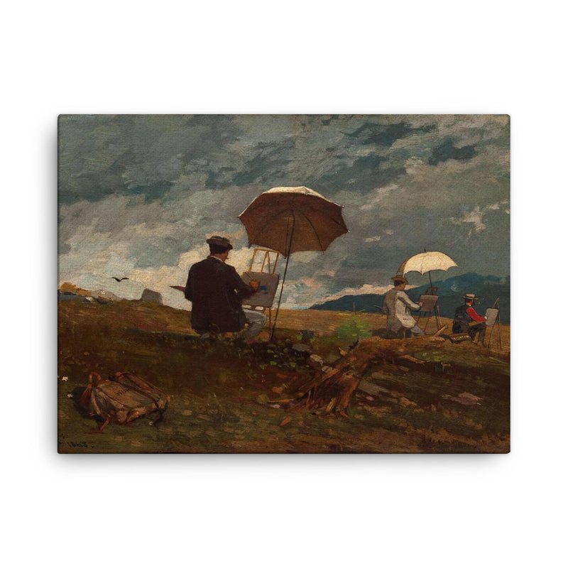 Artists Sketching in the White Mountains by Winslow Homer, 1868 canvas print on a plain backdrop in size 18