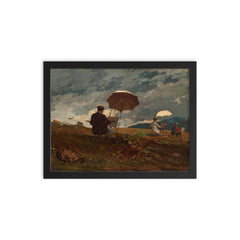 Artists Sketching in the White Mountains by Winslow Homer, 1868 framed print on a plain backdrop in size 12"x16".