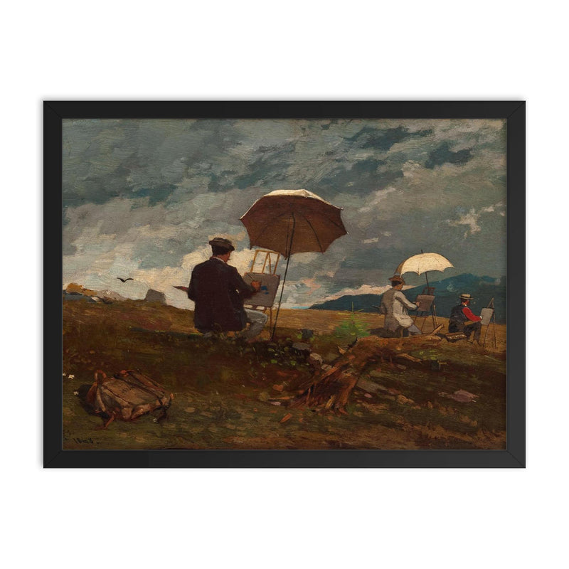 Artists Sketching in the White Mountains by Winslow Homer, 1868 framed print on a plain backdrop in size 18