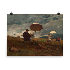 Artists Sketching in the White Mountains by Winslow Homer, 1868 poster on a plain backdrop in size 8"x10".