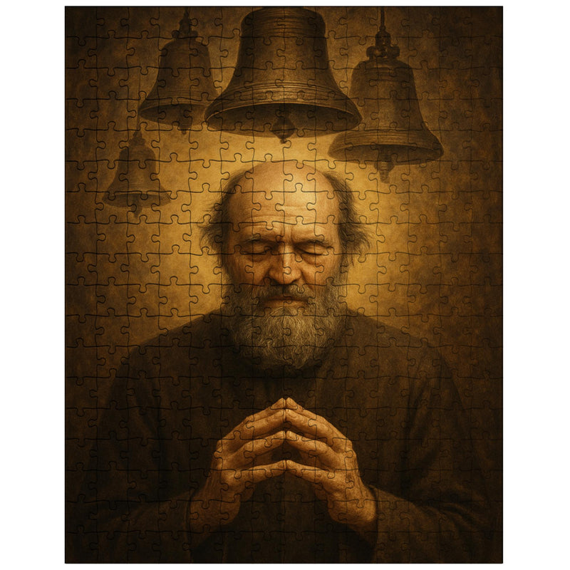 Arvo Pärt in stillness with bell motif jigsaw puzzle