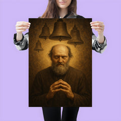 Arvo Pärt in stillness with bell motif poster 3