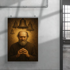 Arvo Pärt in stillness with bell motif poster 4