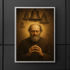 Arvo Pärt in stillness with bell motif poster 5