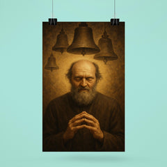 Arvo Pärt in stillness with bell motif poster 6