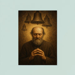 Arvo Pärt in stillness with bell motif poster 8