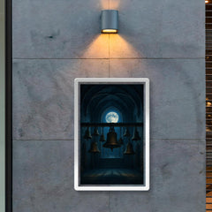 Arvo Part tintinnabuli bells in moonlit chapel poster 2