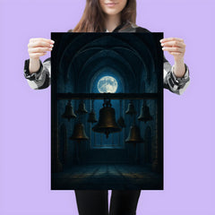 Arvo Part tintinnabuli bells in moonlit chapel poster 3