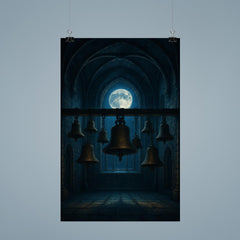 Arvo Part tintinnabuli bells in moonlit chapel poster 9