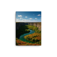 Asbyrgi Canyon Iceland canvas print on a plain backdrop in size 12"x16".
