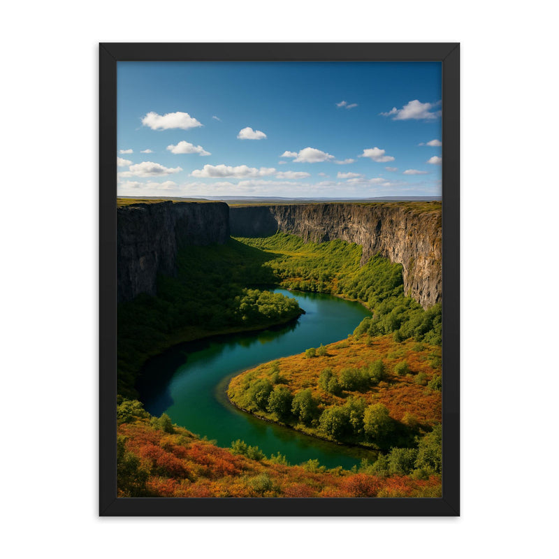 Asbyrgi Canyon Iceland framed print on a plain backdrop in size 18