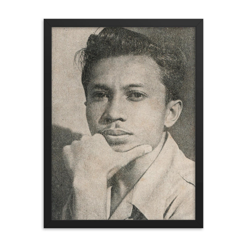 Asrul Sani framed print on a plain backdrop in size 18