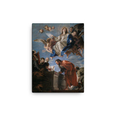 Assumption of the Virgin by Juan Martín Cabezalero, c. 1665 canvas print on a plain backdrop in size 12"x16".