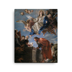 Assumption of the Virgin by Juan Martín Cabezalero, c. 1665 canvas print on a plain backdrop in size 16"x20".