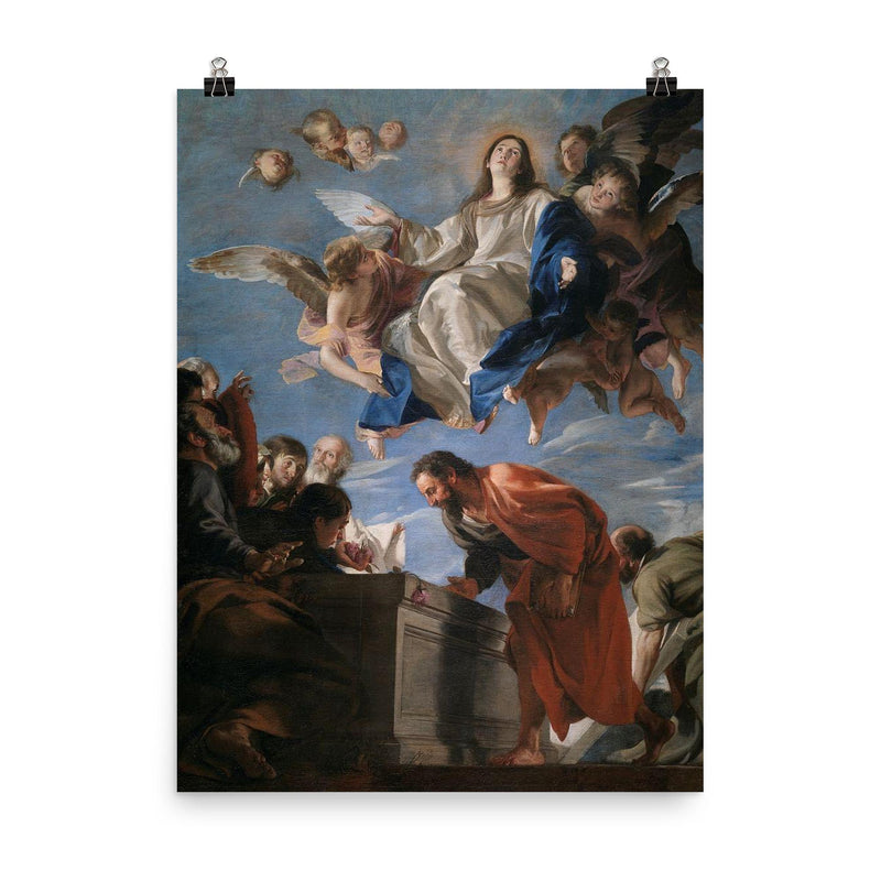 Assumption of the Virgin by Juan Martín Cabezalero, c. 1665 poster on a plain backdrop in size 8