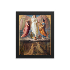 Assumption of the Virgin by Louis Janmot framed print on a plain backdrop in size 8"x10".