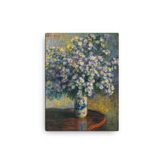 Asters by Claude Monet, 1880 canvas print on a plain backdrop in size 12"x16".