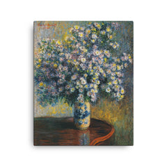Asters by Claude Monet, 1880 canvas print on a plain backdrop in size 16"x20".