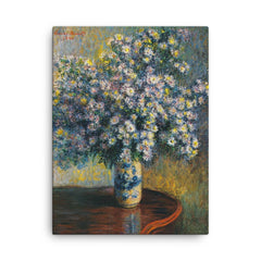 Asters by Claude Monet, 1880 canvas print on a plain backdrop in size 18"x24".