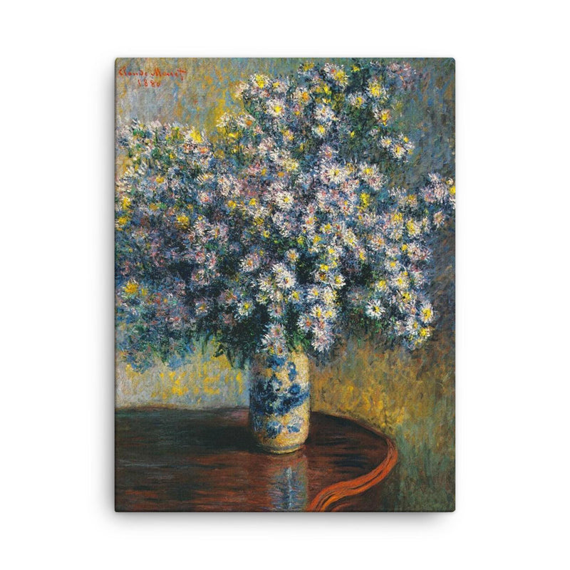 Asters by Claude Monet, 1880 canvas print on a plain backdrop in size 18