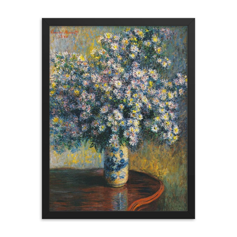 Asters by Claude Monet, 1880 framed print on a plain backdrop in size 18