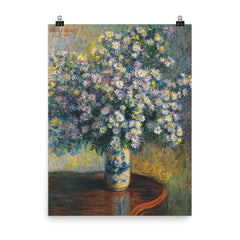 Asters by Claude Monet, 1880 poster on a plain backdrop in size 8"x10".
