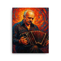 Astor Piazzolla canvas print on a plain backdrop in size 16"x20".
