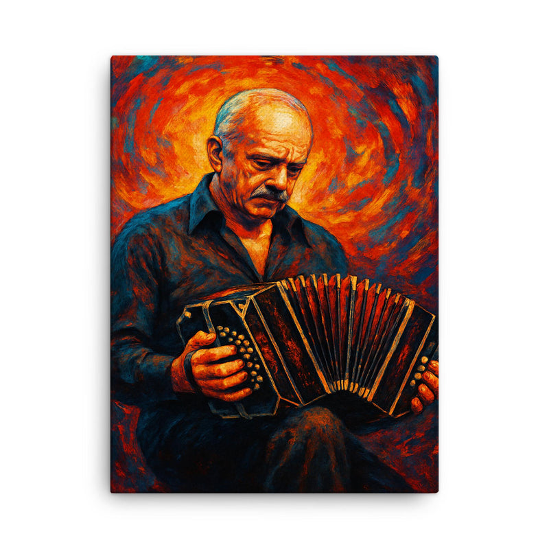 Astor Piazzolla canvas print on a plain backdrop in size 18