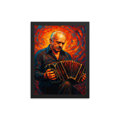 Astor Piazzolla framed print on a plain backdrop in size 12"x16".