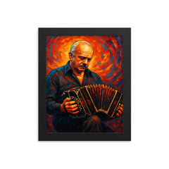 Astor Piazzolla framed print on a plain backdrop in size 8"x10".
