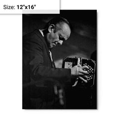 Astor Piazzolla metal print on a plain backdrop in size 12"x16".