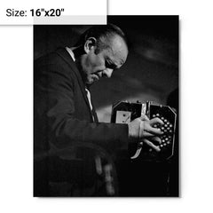 Astor Piazzolla metal print on a plain backdrop in size 16"x20".