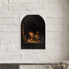 Astronomer by Candlelight by Gerrit Dou metal print mockup