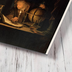 Astronomer by Candlelight by Gerrit Dou metal print mockup