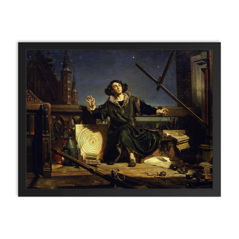 Astronomer Copernicus or a Conversation with God by Jan Matejko framed print on a plain backdrop in size 18