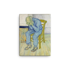 At Eternity's Gate by Vincent Van Gogh, May 1890 canvas print on a plain backdrop in size 12"x16".