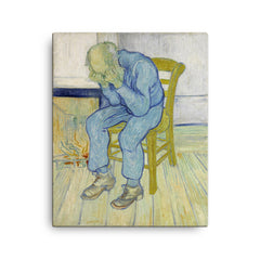 At Eternity's Gate by Vincent Van Gogh, May 1890 canvas print on a plain backdrop in size 16"x20".