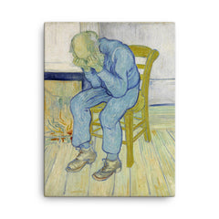 At Eternity's Gate by Vincent Van Gogh, May 1890 canvas print on a plain backdrop in size 18"x24".