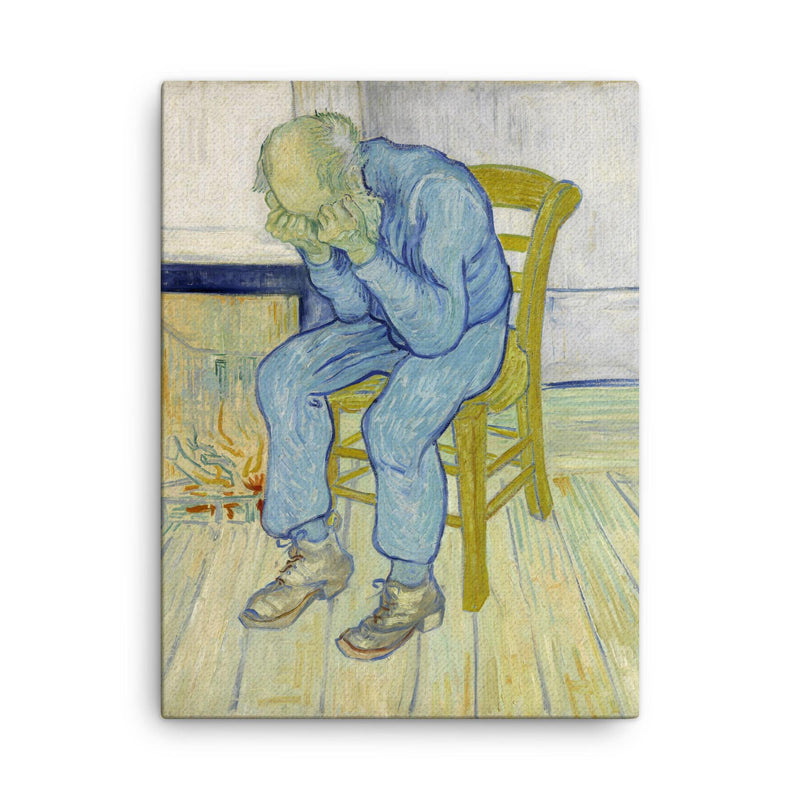 At Eternity's Gate by Vincent Van Gogh, May 1890 canvas print on a plain backdrop in size 18