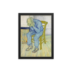 At Eternity's Gate by Vincent Van Gogh, May 1890 framed print on a plain backdrop in size 12"x16".